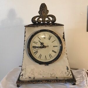 Vintage Metal Style Cream and Black Wall Clock